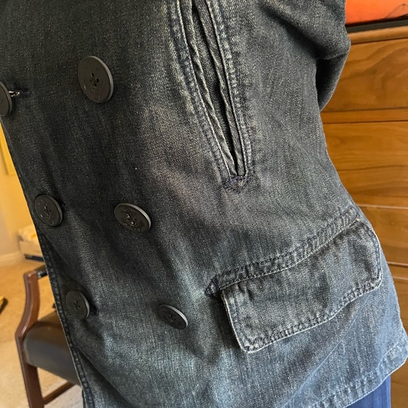 Marc Ecko Denim Jacket Pea Coat Style - Picture 3 of 11